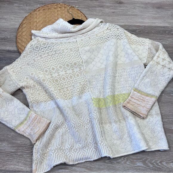 Free people boho chevron cowl neck oversized sweater - Picture 3 of 7